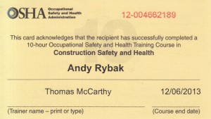 OSHA Certificate