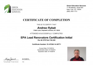 EPA Lead Renovators Certification Initial